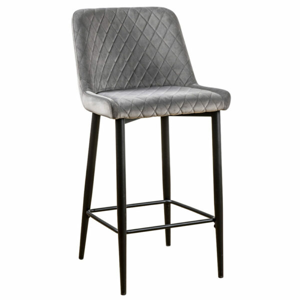 Diamond-stitched Soft Velvet Bar Stool