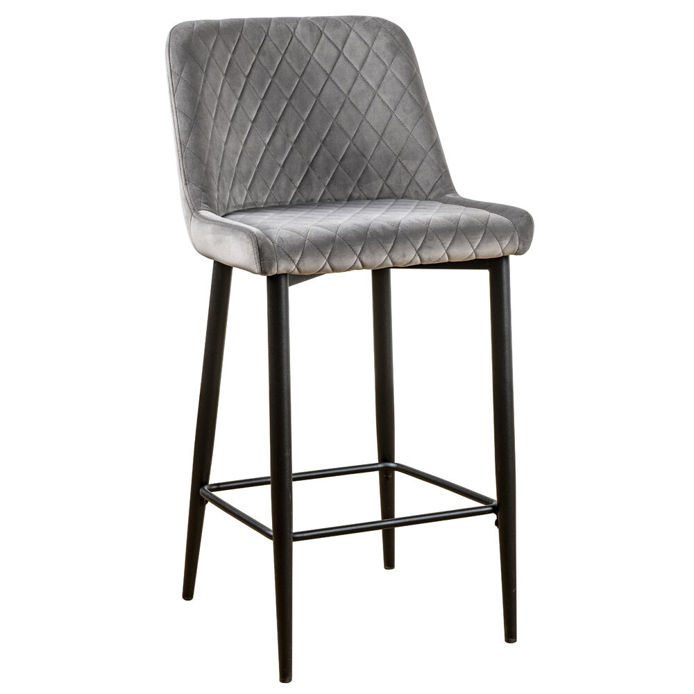 Diamond-stitched Soft Velvet Bar Stool