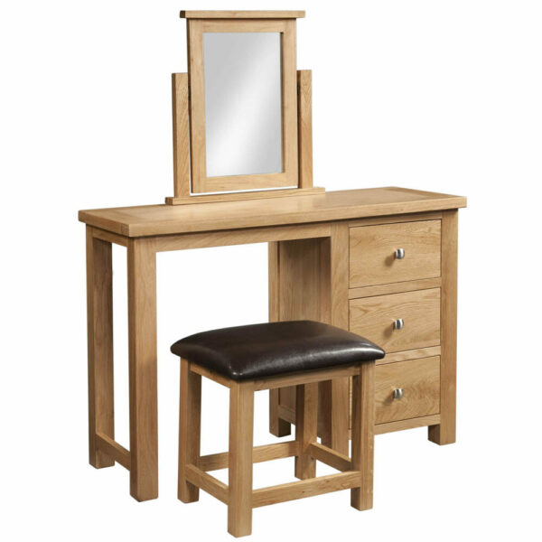 Avon Light Oak Single Pedestal Dressing Table And Stool