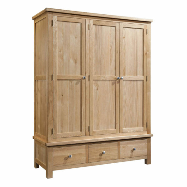 Avon Light Oak Triple Wardrobe With 3 Drawers