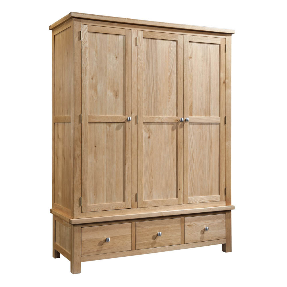 Avon Light Oak Triple Wardrobe With 3 Drawers