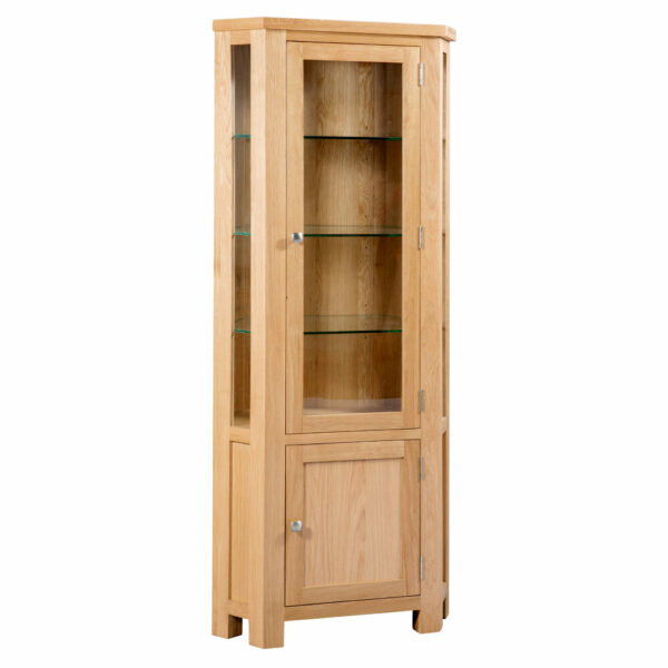 Avon Light Oak Glazed Corner Display Cabinet