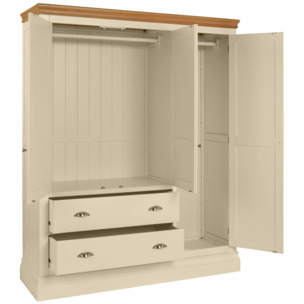 Lundy Painted Triple Wardrobe With 2 Drawers - Image 2