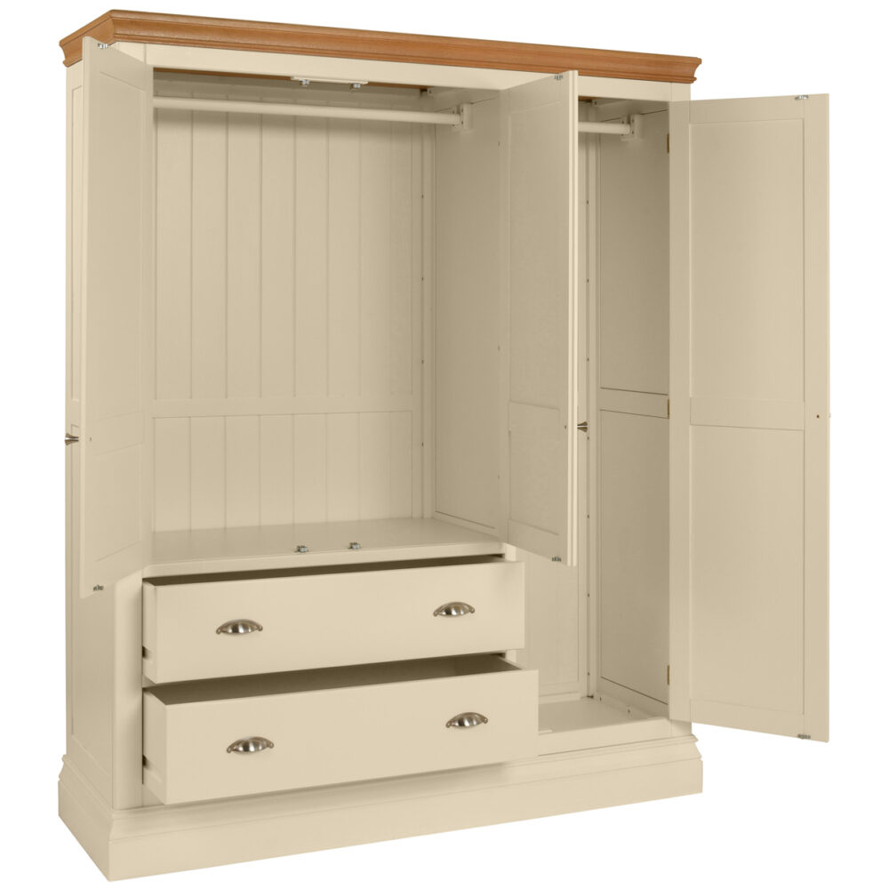 Lundy Painted Triple Wardrobe With 2 Drawers - Image 2