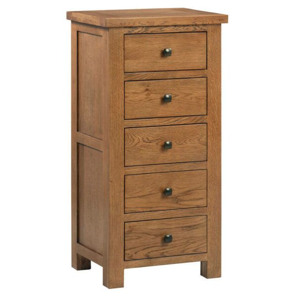 Avon Dark Oak - 5 Drawer Wellington