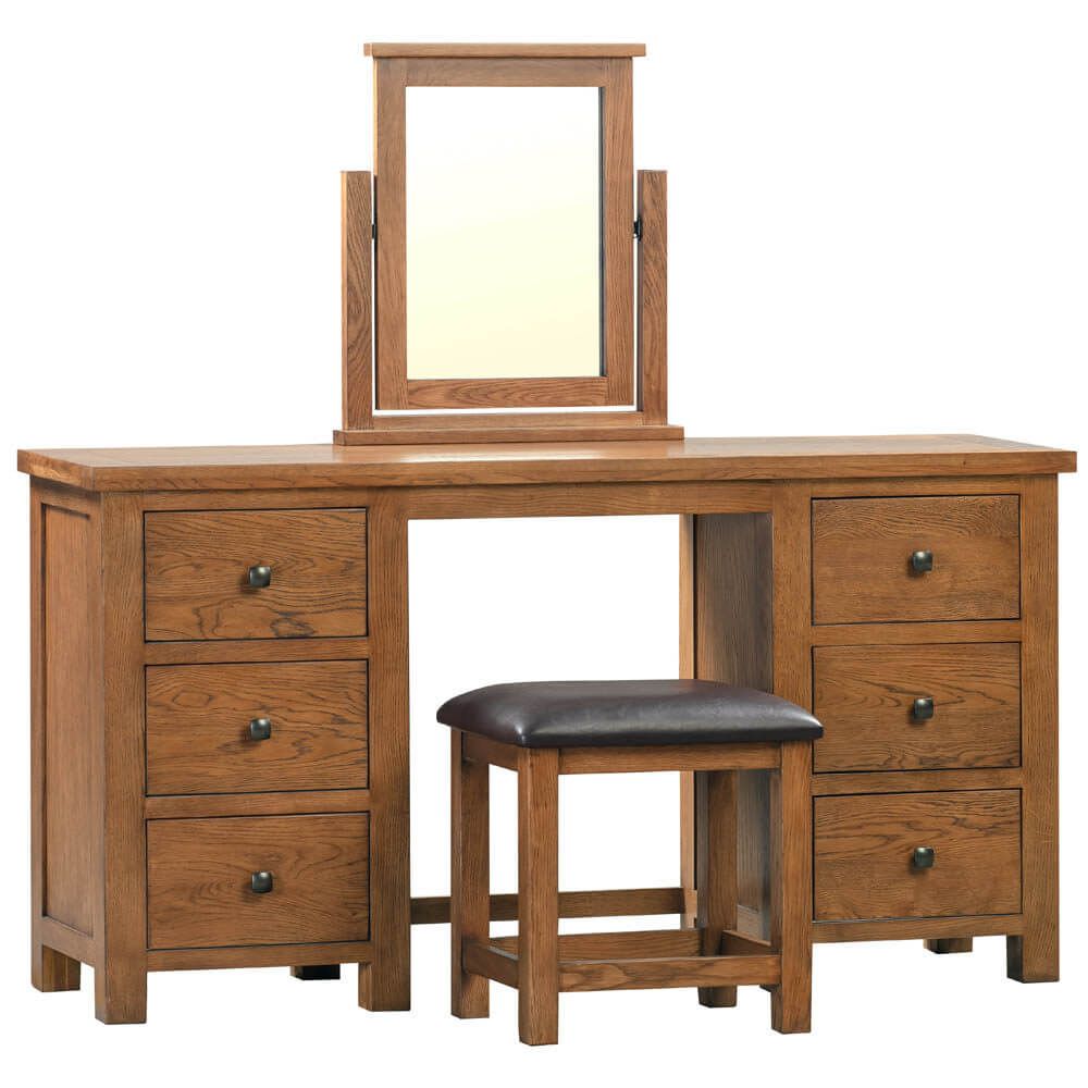 Avon Dark Oak - Double Pedestal Dressing Table and Stool - Image 2