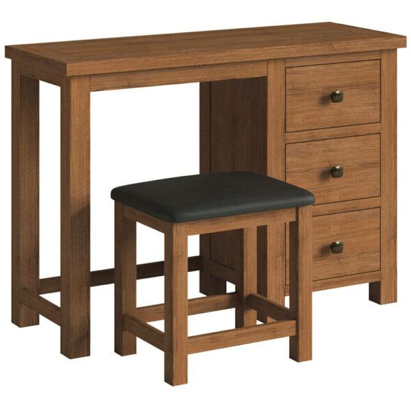 Avon Dark Oak - Single Pedestal Dressing Table + Stool
