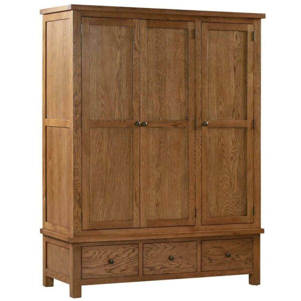 Avon Dark Oak - Triple Wardrobe With 3 Drawers