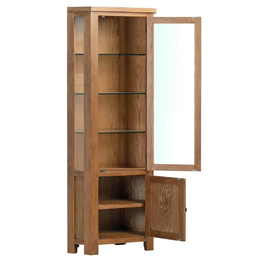Avon Dark Oak - Glazed Corner Display Cabinet - Image 2